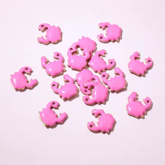 BBB 243 (b) Pink Crab Enamel Tiny Charm 18K Gold PVD plated stainless steel ( 1 piece ) Anti tarnish ( 10:10 mm )