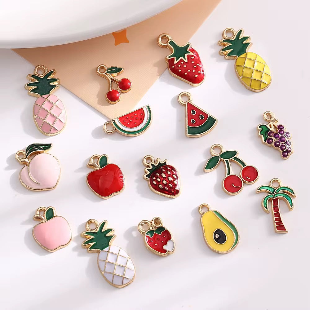 SS 1080 Strawberry enamel charm ( 1 pc ) High quality shine