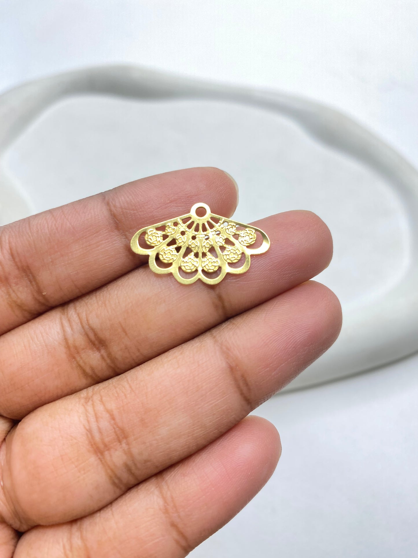 SS 2945 Floral Fringe Brass Charm ( 1 pc ) ( 24:15 mm )