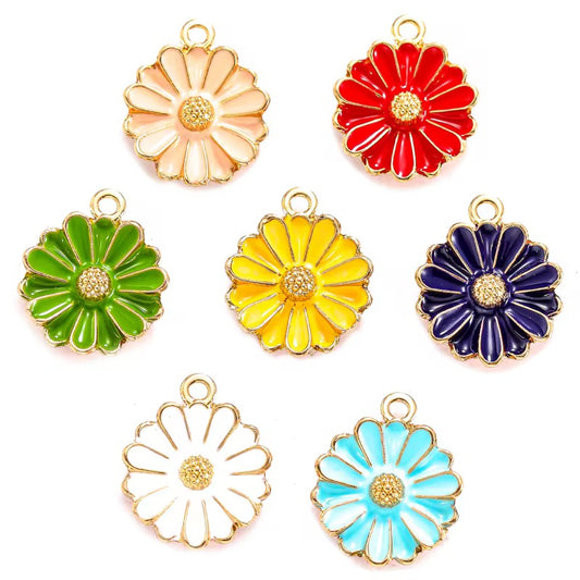 EC07K Floral enamel charm ( 1 pc ) High quality shine