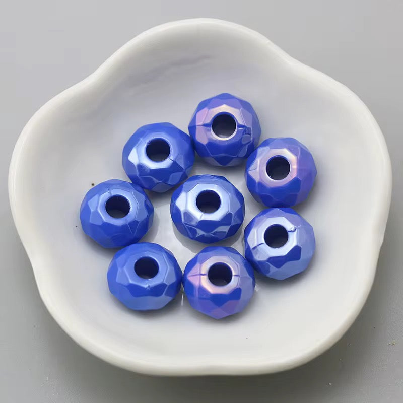 BBB 237 (k) Dark Blue Big Faceted Rondelle Luminous Shiny Bead ( 1 pc ) UV Plated Acrylic ( 14 mm )