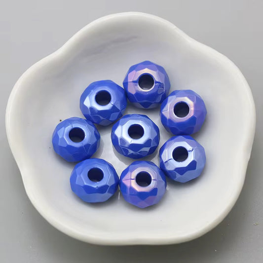 BBB 237 (k) Dark Blue Big Faceted Rondelle Luminous Shiny Bead ( 1 pc ) UV Plated Acrylic ( 14 mm )