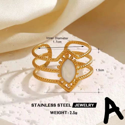 RSJ15B ENAMEL rings -  18k Gold PVD plated 316 stainless steel - Anti tarnish