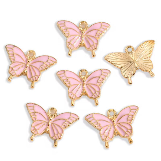 BBB 318 (d) Light Pink Butterfly enamel charm ( 1 pc ) High quality shine ( 20:14 mm )
