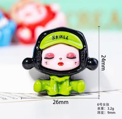 BBB 314 (e) Skull Panda Resin charm ( 1 pc ) with Hook