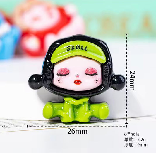 BBB 314 (e) Skull Panda Resin charm ( 1 pc ) with Hook