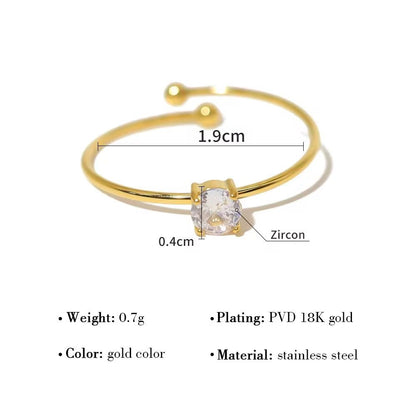 RSJ08B Diamond Minimalistic Ring Adjustable  - 18k Gold PVD plated 316 stainless steel - Anti tarnish
