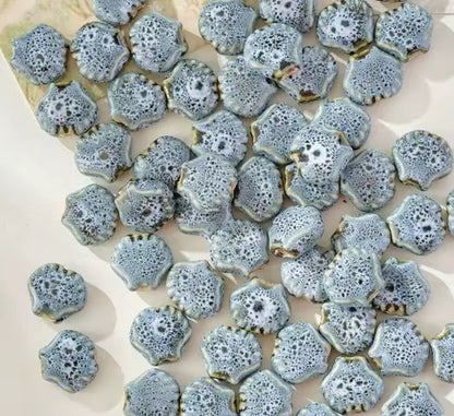 BBB 214 (c) Greyish Blue Shell Porcelian Ceramic bead ( 1 pc ) High Shine ( 12:10 mm )