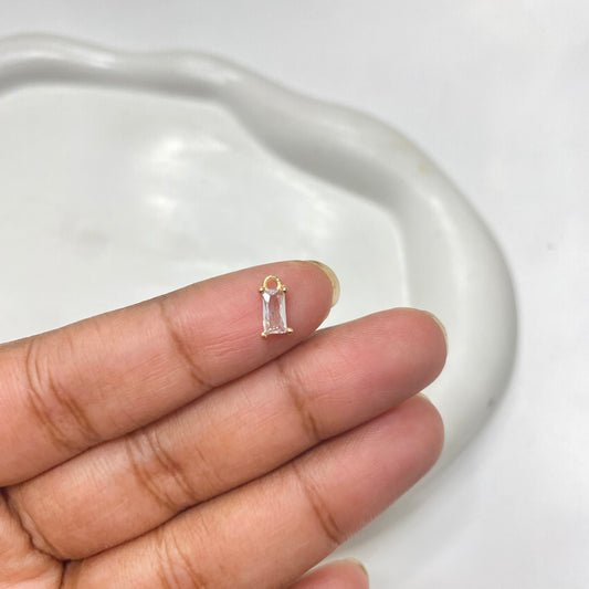 BBB 156 (A) clear Rectangle CZ gold plated charm (1PC) - anti tarnish