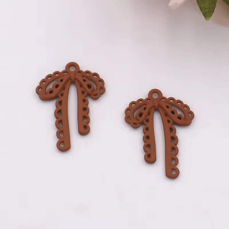 BBB 342 (L) Brown Bow Spray painted Charm ( 1 pc ) High Quality Alloy ( 28:20 mm )