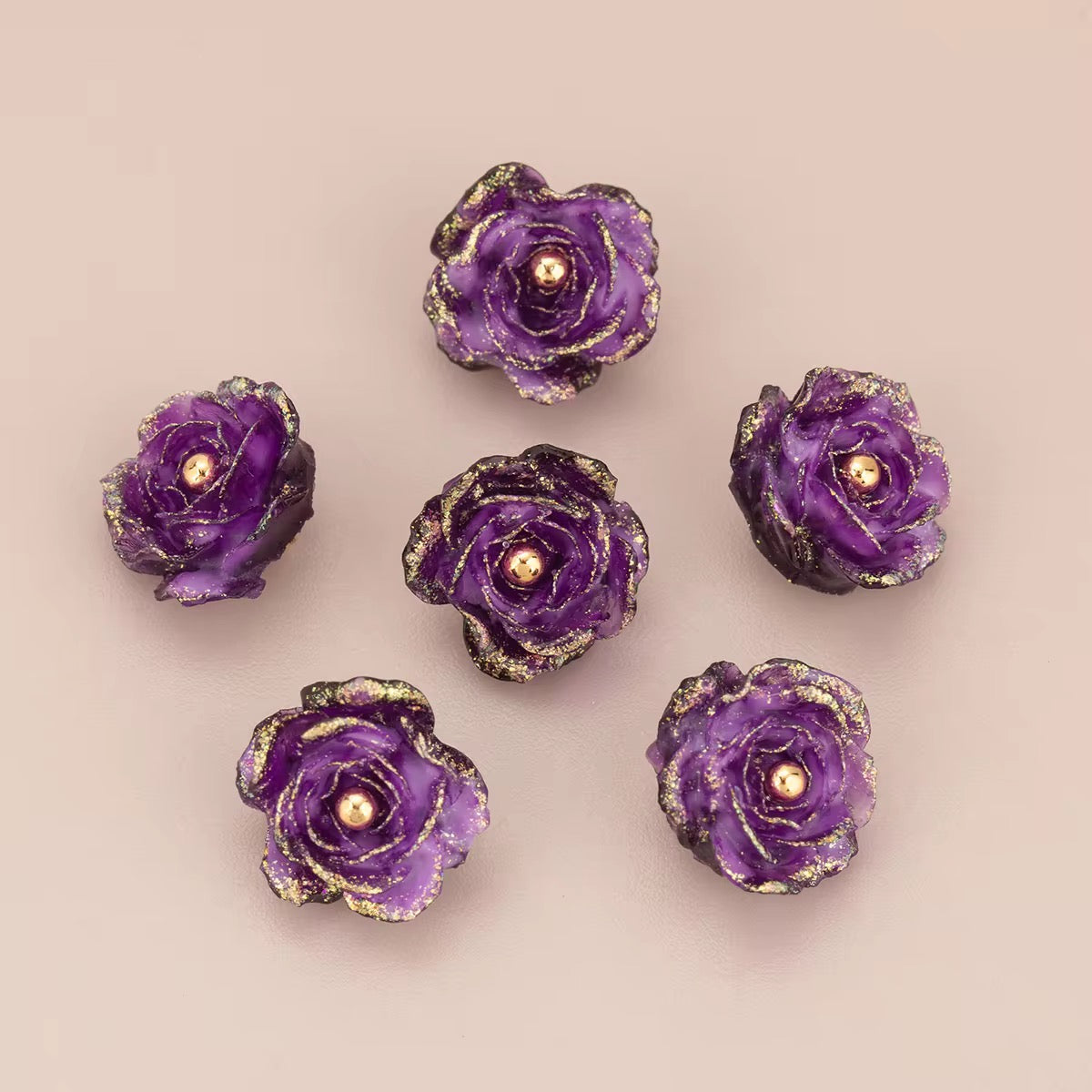 SS 1287 Purple Glittery Flower charm 18k gold plated ( 1 pc ) Anti tarnish