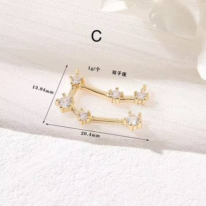 CZ 2383 Constellation singns Zircon 14k gold plated charm ( 1 pc ) - anti tarnish