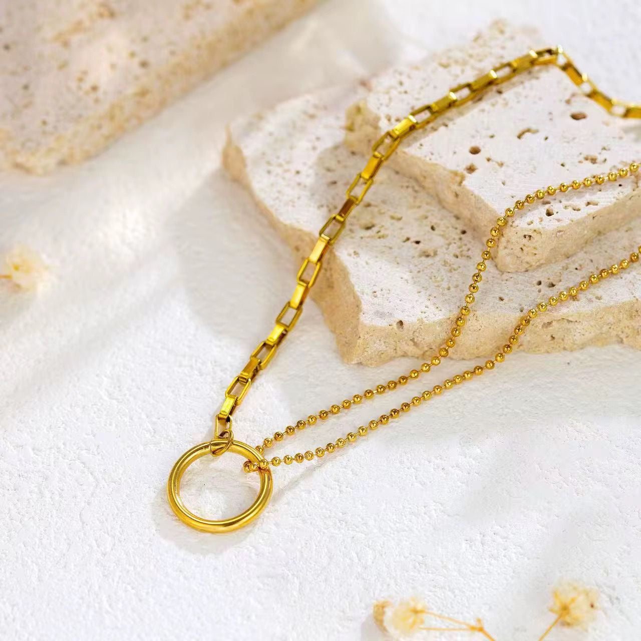 SJ 750 Modern Beaded Necklace - 18k Gold PVD plated stainless steel - Anti tarnish