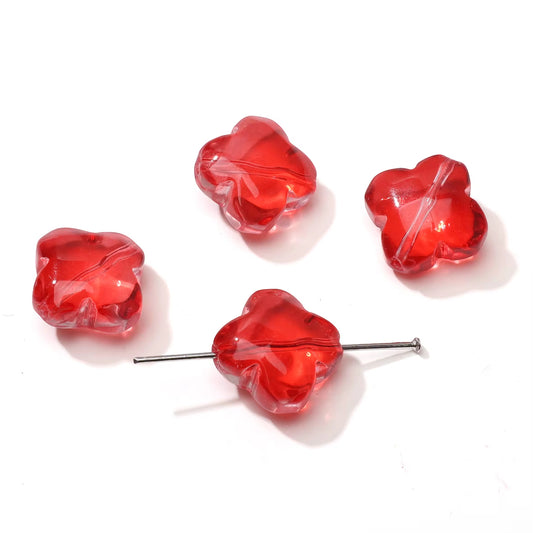 BBB 343 (b) Red Clover flower glass bead ( 1 pc ) Lampwork Bead