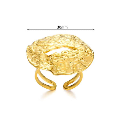 RSJ05E Chunky Fashion Hammered Ring adjustable - 18k Gold PVD plated 316 stainless steel - Anti tarnish