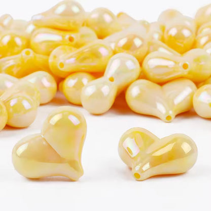 BBB 127 (d) Yellow Heart UV Plated Acrylic Bead ( 1 pc ) ( 18:20 mm )