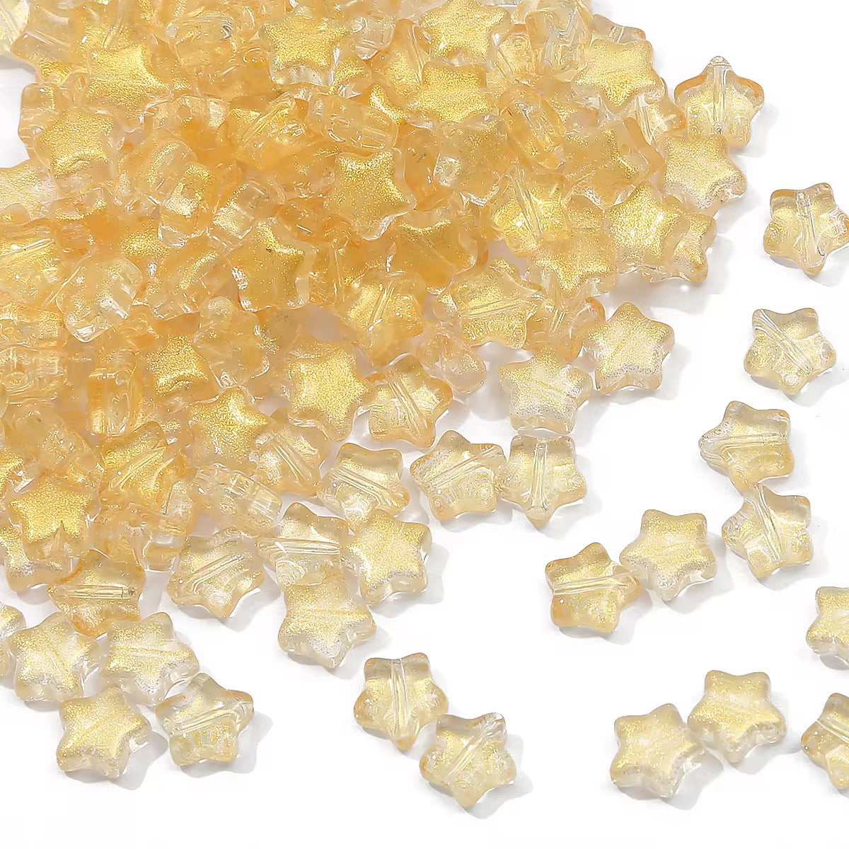 GB 2153 golden yellow star glass bead (1 pc )