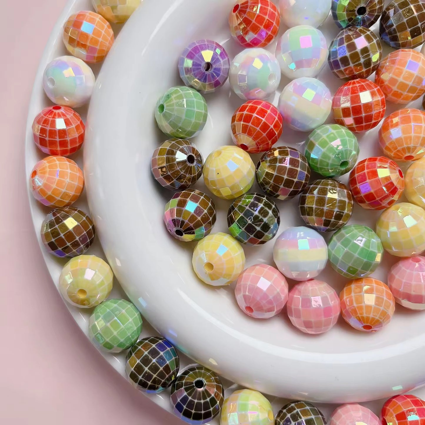 AB01 Disco Ball Luminous Bead ( 1 pc ) UV Plated Acrylic ( 16 mm )