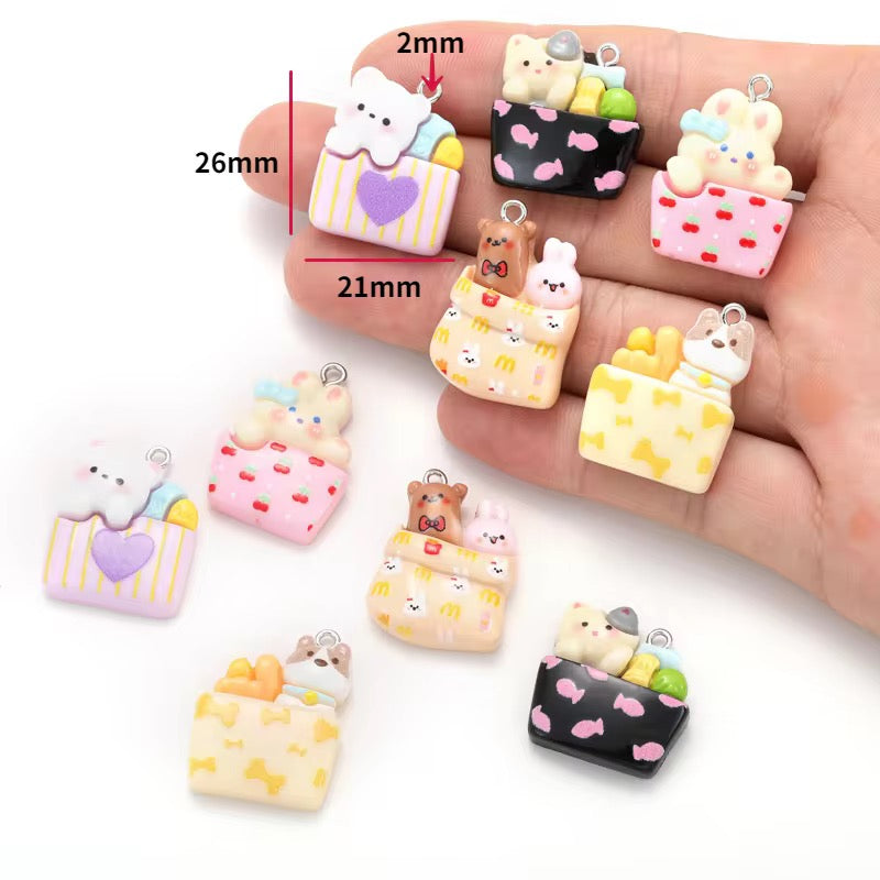 BRC 013 (A) Cute Animal box resin charm with hook ( 1 pc )