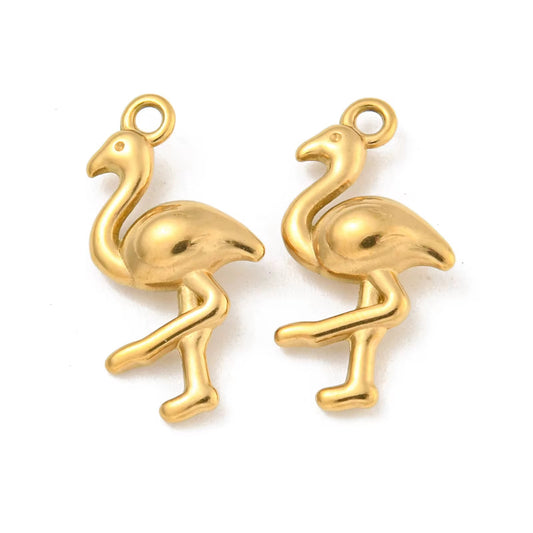 SS 3031 Crane Charm 18K Gold PVD plated stainless steel ( 1 piece ) Anti tarnish ( 6:15 mm )