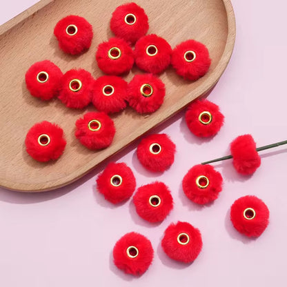 BBB 341 (b) Red Pom Pom Bead ( 1 pc ) Fuzzy Fur ( 20 mm )