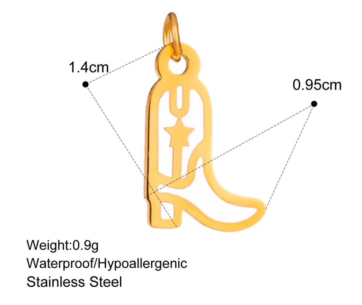 SS 2054 white boots Stainless steel charm ( 1 pc ) Anti tarnish