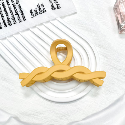 HA 03 (e) Cream Yellow Large Braided Hair Claw Clip ( 1 pc )