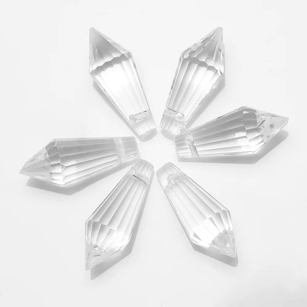 GB33 Pointed Crystal Bead Lampwork Prism glass charm ( 1 pc ) ( 8:20 mm )