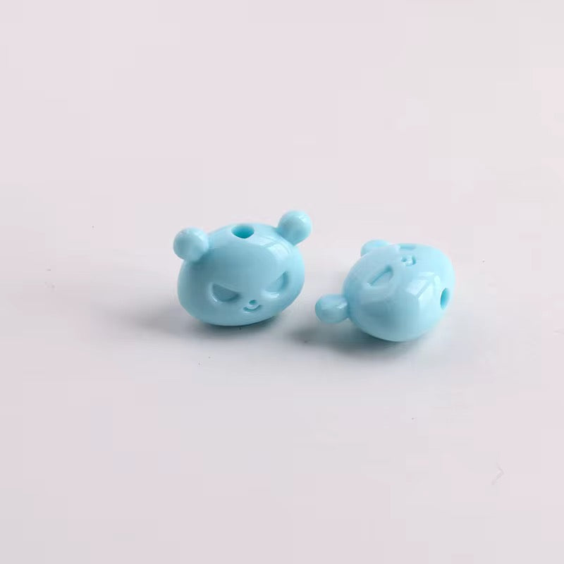 BBB 263 (f) Light Blue Cartoon Bear Head Bead ( 1 pc ) Solid Acrylic ( 18 mm )