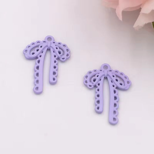 BBB 342 (k) Purple Bow Spray painted Charm ( 1 pc ) High Quality Alloy ( 28:20 mm )