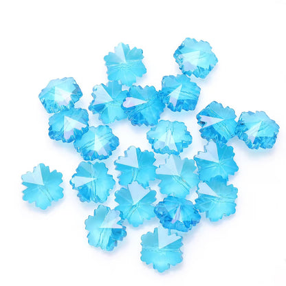 BBB 92 (d) Light blue Snowflake Flower Faceted Crystal glass beads ( 1 pc )