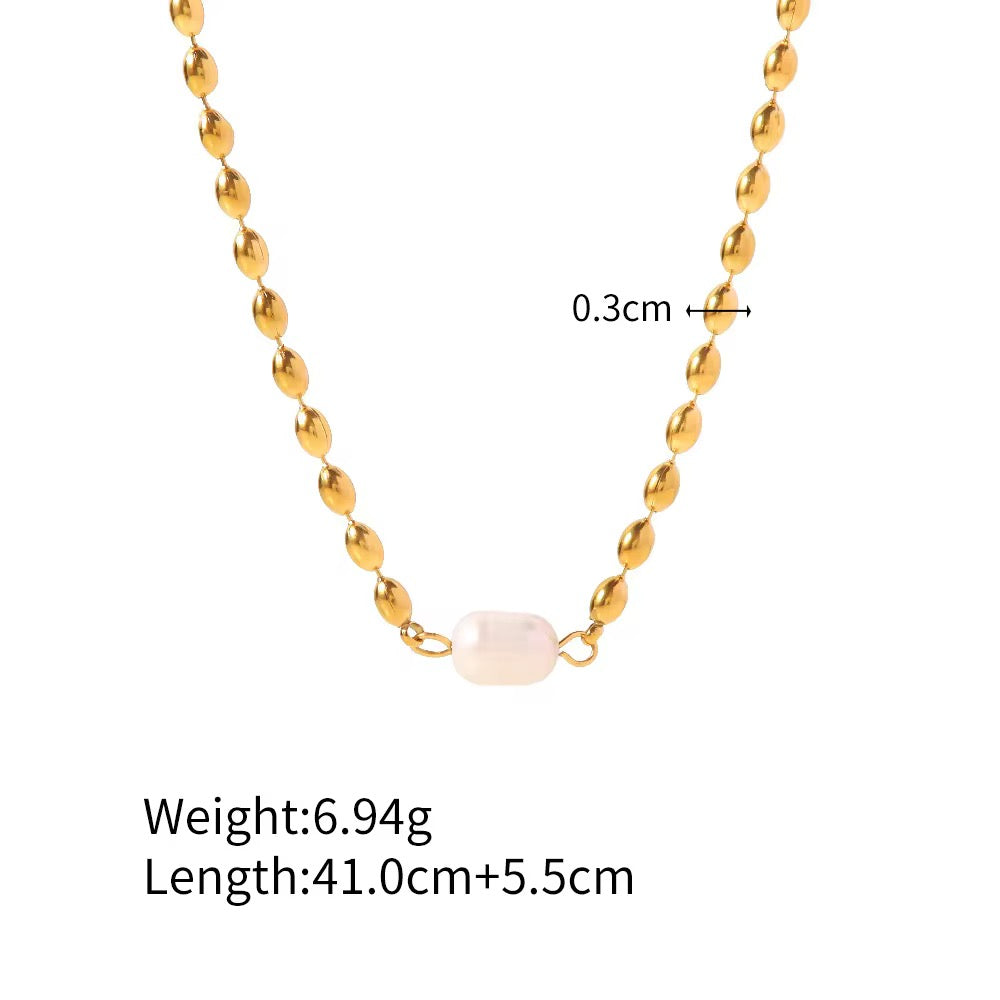 SJ 411 Pearl Chic Necklace - 18k Gold PVD plated stainless steel - Anti tarnish - Wholesale