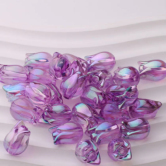 BBB 074 (i) Purple Tulip transparent luminous Acrylic bead ( 1 pc )