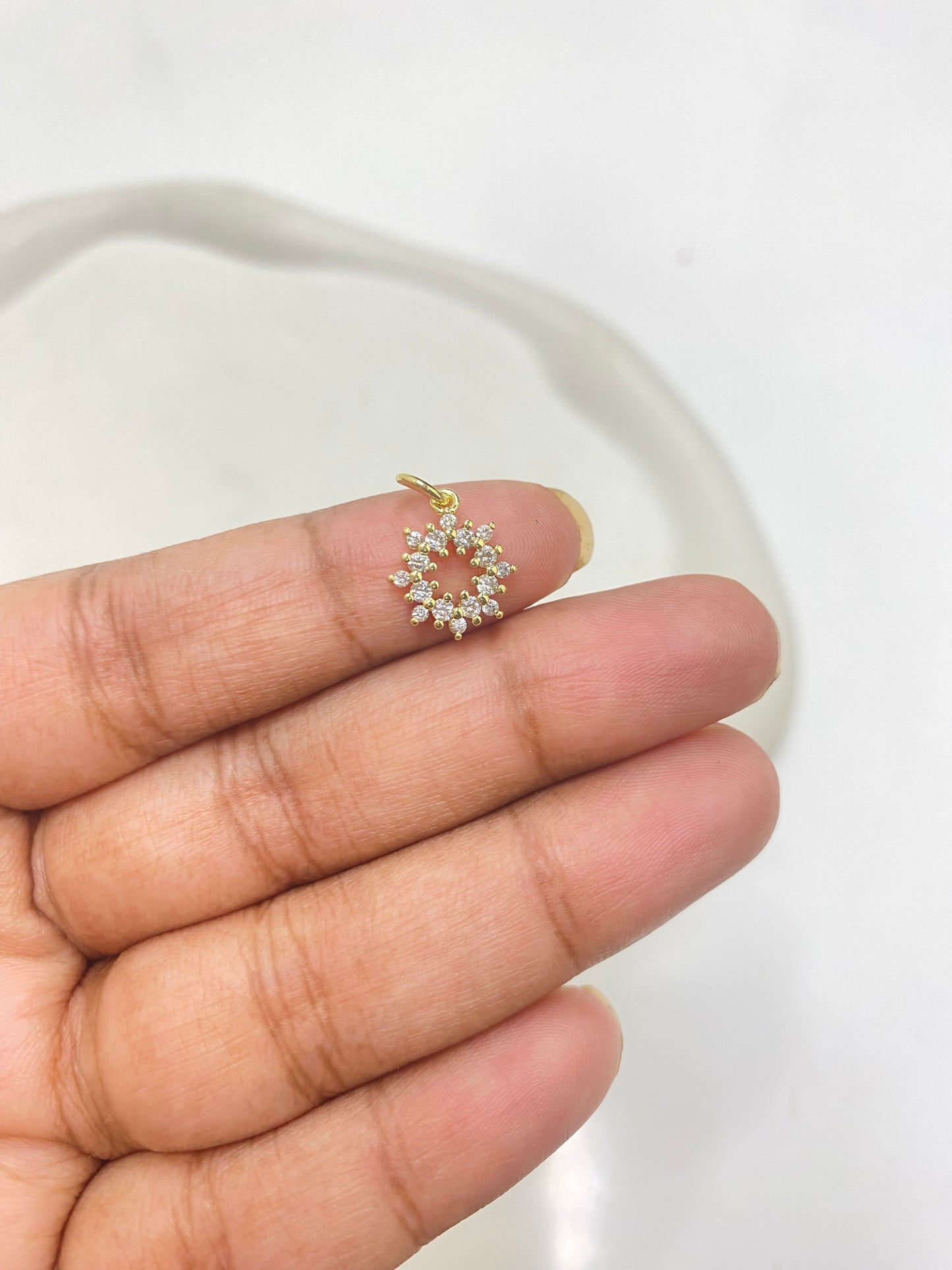 SS 2595 Flower zircon charm 18k gold plated ( 1 pc ) Anti tarnish ( 10:10 mm )