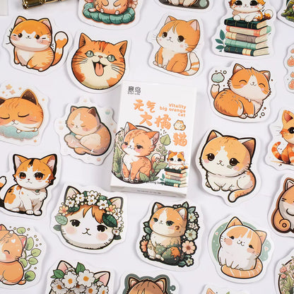 Cute Big Cat Waterproof UV Resistant sticker ( 1 pack - 30 piece )