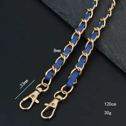BBB 272 (a) Dark Blue Handbag Shoulder Strap - Chain and leather Bag Hardware ( 1 pc ) ( 120 cm )