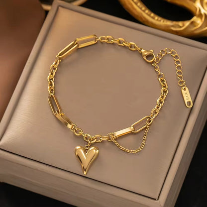 BSJ13C heart layer bracelet - 18k Gold PVD plated 316 stainless steel - Anti tarnish