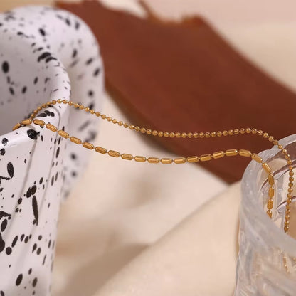 NSJ25C Asymmetric bead Zircon Necklace - Premium 18k Gold PVD plated 316 stainless steel - Anti tarnish