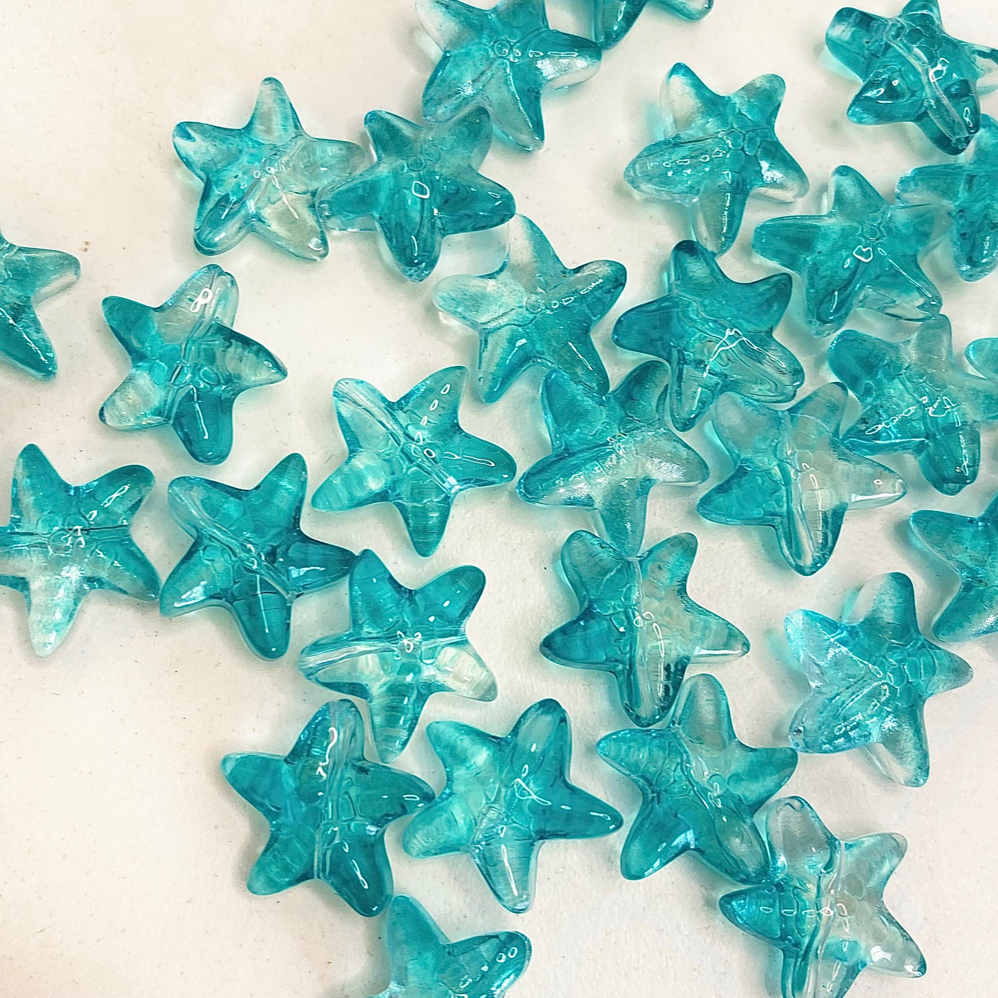 BBB 259 (d) Sea Green Starfish glass bead ( 1 pc ) Lampwork Bead ( 15 mm )
