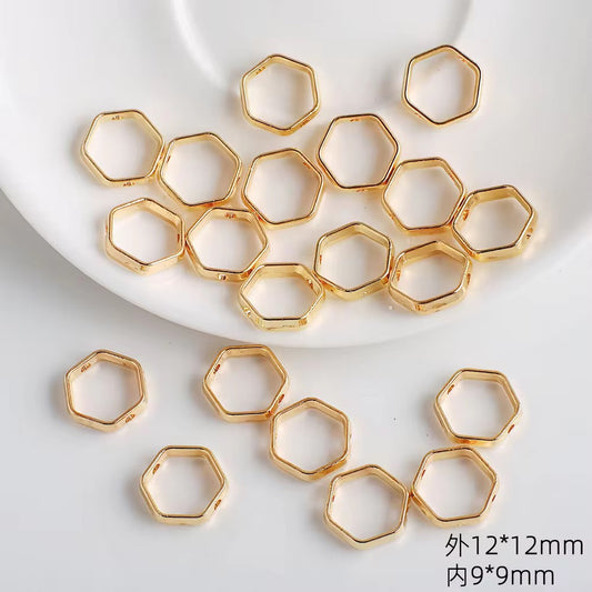 SS 2740 Hexagon gold Metal Spacer Bead ( 1 pc ) ( 10 mm )