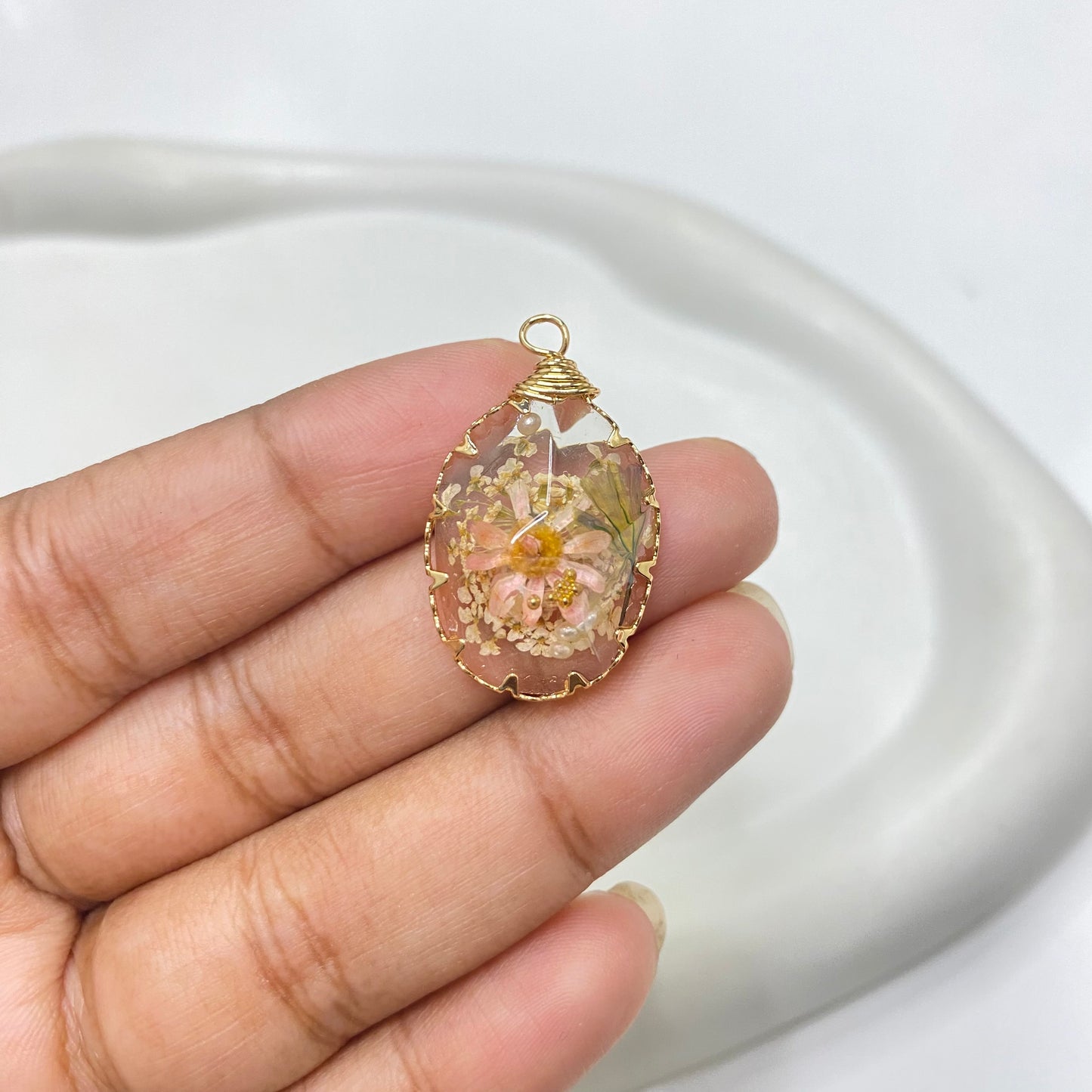 GP 1657 wire wrapped resin zircon 14k gold plated charm ( 1 pc ) - anti tarnish
