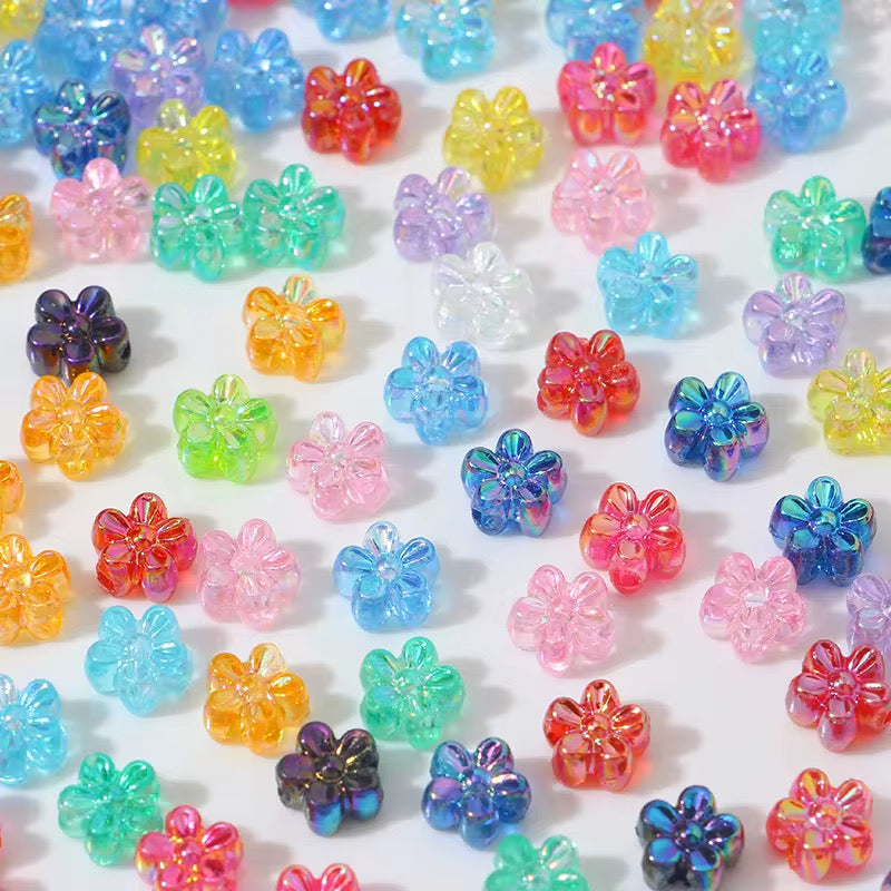 BBB 238 (c) Light Blue daisy flower candy Luminous Shiny Bead ( 1 pc ) UV Plated Acrylic ( 7 mm )