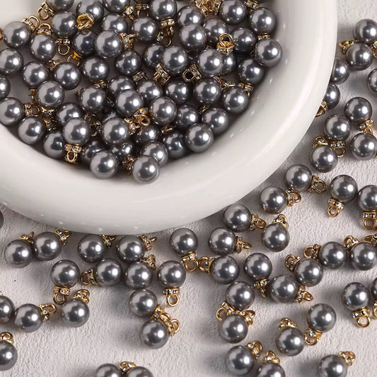 BBB 232 (a) Grey Pearl Shiny Bead Drop charm ( 1 pc ) UV Plated Acrylic ( 15:10 mm )