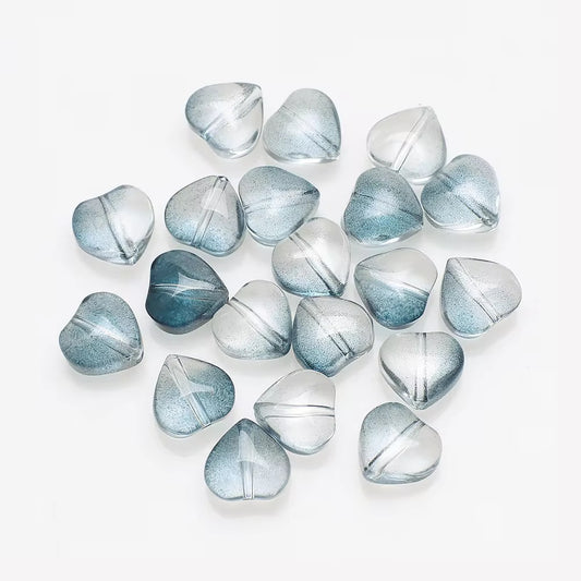 BBB 93 (h) Glittery Blue Heart Crystal glass beads ( 1 pc )