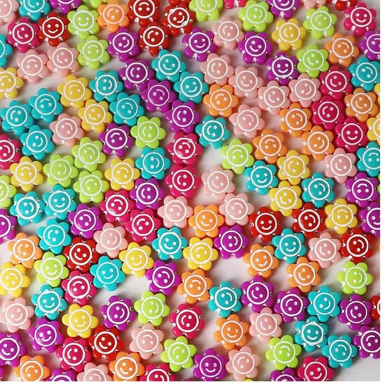 BBB 386 Smiley Flower Matte Bead ( 1 pc ) UV Plated Acrylic