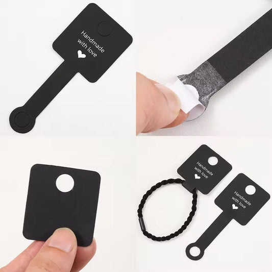 Black cardboard fold over hanging cards with self adhesive sticker ( 1 pc )