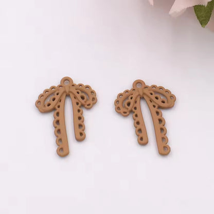 BBB 342 (o) Light Brown Bow Spray painted Charm ( 1 pc ) High Quality Alloy ( 28:20 mm )