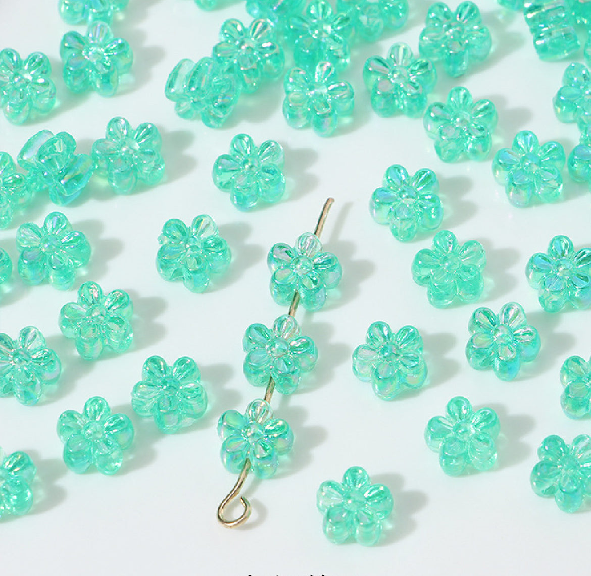 BBB 238 (L) Dark Green daisy flower candy Luminous Shiny Bead ( 1 pc ) UV Plated Acrylic ( 7 mm )