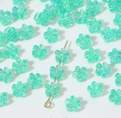 BBB 238 (L) Dark Green daisy flower candy Luminous Shiny Bead ( 1 pc ) UV Plated Acrylic ( 7 mm )