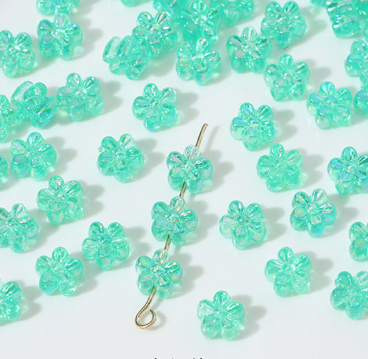 BBB 238 (L) Dark Green daisy flower candy Luminous Shiny Bead ( 1 pc ) UV Plated Acrylic ( 7 mm )